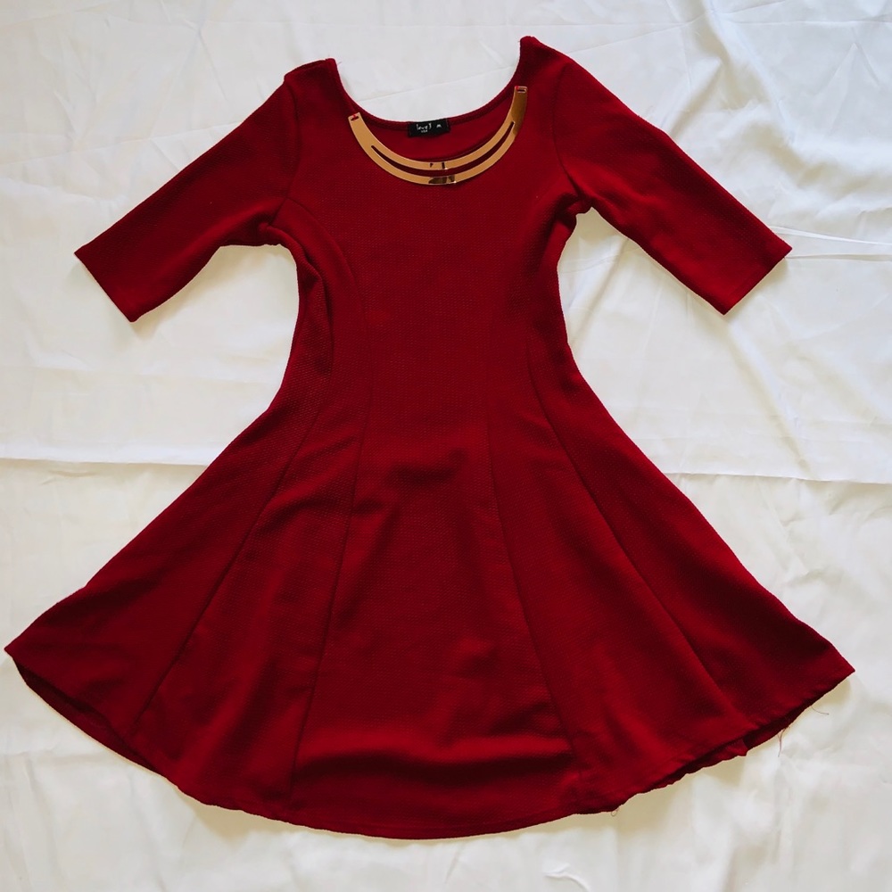 Sundress Casual Wine Red Dress